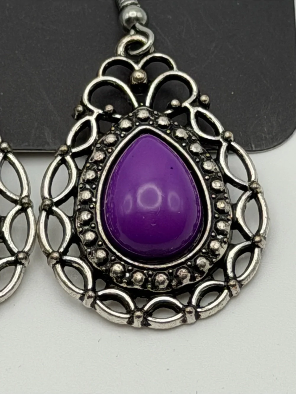 NWT paparazzi Flirty Finesse Purple Teardrop Filigree Earrings Boho Festival